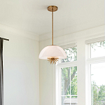 Подвесной светильник золотого цвета с полусферическим опаловым плафоном и декоративным элементом Elstead Lighting варинант исполнения - 7 | Loft Concept в Сочи