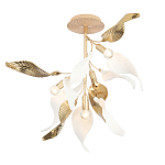 Люстра потолочная с белыми матовыми и золотыми глянцевыми листьями Wintery flovers варинант исполнения - 2 | Loft Concept в Сочи