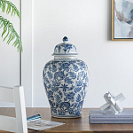 Ваза с крышкой и бело-синим цветочным узором Blue & White Ornament  варинант исполнения - 8 | Loft Concept в Сочи