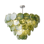 Люстра из зеленых стеклянных дисков с перламутровым эффектом Green Glowing Glaze варинант исполнения - 1 | Loft Concept в Сочи