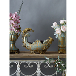 Чаша голубого цвета с оранментом и и бронзовыми фигурами леопардов Eden Garden варинант исполнения - 5 | Loft Concept в Сочи