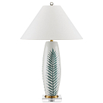 Настольная лампа овальная с тропическим принтом Stylized Aalm Leaves Motif варинант исполнения - 4 | Loft Concept в Сочи