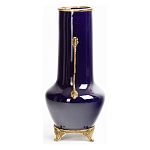 Ваза темно-синяя фарфоровая с бронзовыми ручками и ножками Eden Garden варинант исполнения - 3 | Loft Concept в Сочи