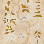 Обои ручная роспись Gustavian Tree of Life Special Colourway on Edo custom white painted silk варинант исполнения - 2 | Loft Concept в Сочи