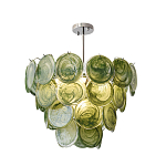 Люстра из зеленых стеклянных дисков с перламутровым эффектом Green Glowing Glaze варинант исполнения - 8 | Loft Concept в Сочи