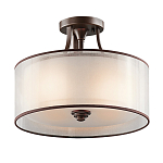 Потолочный светильник с двойным цилиндрическим плафоном из белого стекла и прозрачной органзы Kichler варинант исполнения - 1 | Loft Concept в Сочи