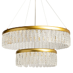 Люстра двухъярусная с золотого цвета и прозрачными подвесками Pettico варинант исполнения - 1 | Loft Concept в Сочи