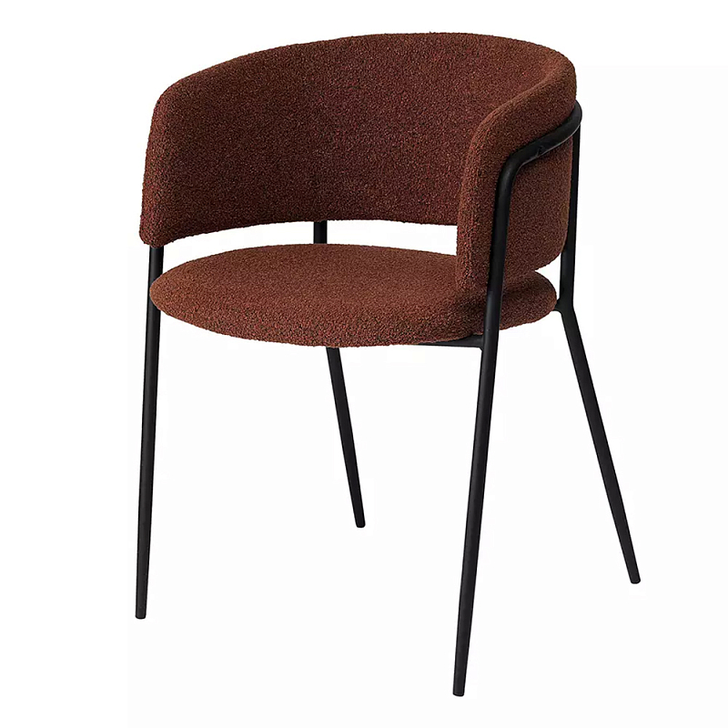 Стул полукруглый мягкий с буклированной обивкой Chair with Boucle Upholstery Черный Терракотовый в Сочи | Loft Concept 