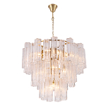 Люстра круглая многоярусная с прозрачными подвесками из стекла Hexagon Tube Light варинант исполнения - 3 | Loft Concept в Сочи