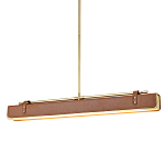Подвесной светильник линейный латунного цвета в кожаном коричневом чехле и декоративными ремешками Alora варинант исполнения - 1 | Loft Concept в Сочи