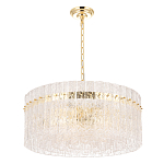 Люстра подвесная круглая с прозрачными рельефными стеклянными вставками и золотым основанием Textured Glass Chandelier варинант исполнения - 2 | Loft Concept в Сочи
