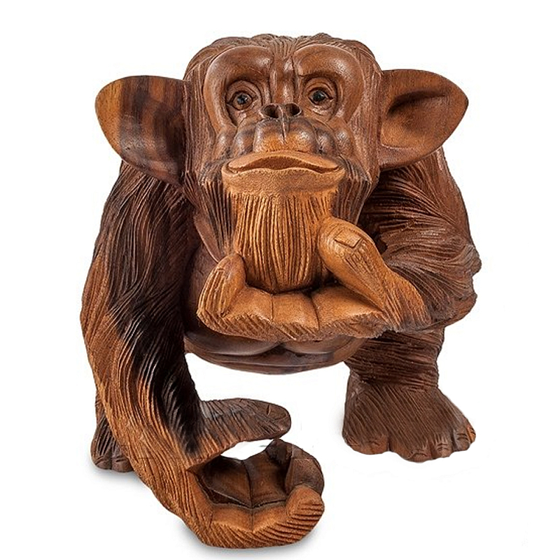 Статуэтка деревянная в виде обезьяны Wooden Monkey Коричневый в Сочи | Loft Concept 