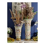 Ваза высокая из фарфора на бронзовом основании Turquoise Blooming Garden варинант исполнения - 9 | Loft Concept в Сочи