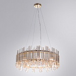 Люстра подвесная круглая с прозрачными хрустальными трубками и золотистым каркасом Диаметр 60 см Hexagon Tube Light варинант исполнения - 2 | Loft Concept в Сочи