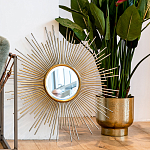 Зеркало-солнце круглое в раме из металла с золотыми с лучами Rays of Peace варинант исполнения - 3 | Loft Concept в Сочи