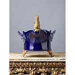 Чаша темно-синего цвета из фарфора с бронзовыми фигурками белок Eden Garden porcelain and bronze варинант исполнения - 3 | Loft Concept в Сочи