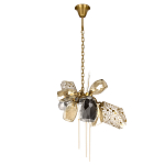 Люстра подвесная со стеклянными плафонами из дымчатого и золотистого с тремя вертикальными подвесками Gilded Mirage  варинант исполнения - 2 | Loft Concept в Сочи