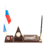 Настольный письменный набор с часами в виде пирамиды из природного камня обсидиана Pyramid of Time варинант исполнения - 1 | Loft Concept в Сочи