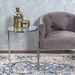 Приставной столик на серебристом основании с столешницей из стекла Noir варинант исполнения - 4 | Loft Concept в Сочи