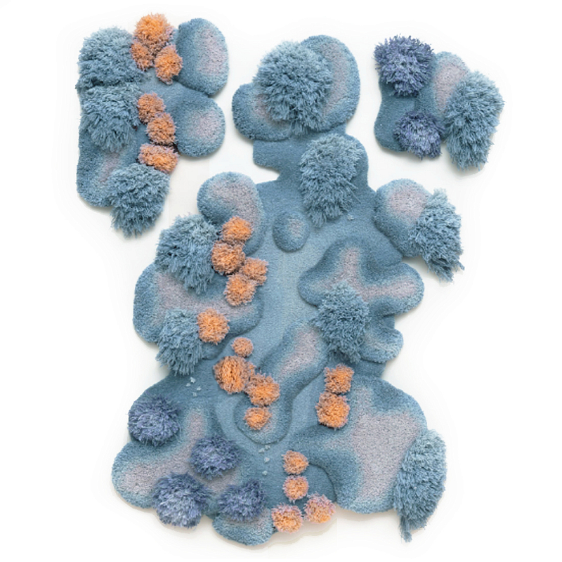 Тканый вручную Большой абстрактный гобелен Frost Forest Голубой Бежевый в Сочи | Loft Concept 