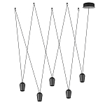 Подвесной светильник черными плафонами на длинных пересекающихся тросах Construction варинант исполнения - 2 | Loft Concept в Сочи