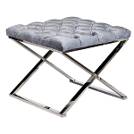 Пуф велюровый серый с каретной стяжкой Perennially варинант исполнения - 1 | Loft Concept в Сочи