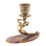 Подсвечник бронзовый из натурального камня агат Stone Candlestick варинант исполнения - 1 | Loft Concept в Сочи