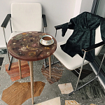 Круглый журнальный столик со столешницей из эпоксидной смолы Epoxy Resin Flowers Coffee Table варинант исполнения - 8 | Loft Concept в Сочи