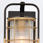 Настенный фонарь цилиндрической формы с рифленым стеклом в золотом каркасе на черном прямоугольном основании Eurofase варинант исполнения - 13 | Loft Concept в Сочи