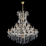 Люстра многоярусная с 53-мя лампочками и прозрачными хрустальными подвесками на основании золотого цвета Crystal lamps варинант исполнения - 2 | Loft Concept в Сочи