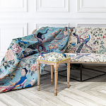 Трехместный диван на металлическом каркасе с цветочным принтом в стиле шинуазри Chinoiserie Birds on a Tree Sofa варинант исполнения - 4 | Loft Concept в Сочи