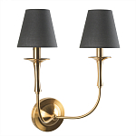 Бра с металлическим основанием бронзового цвета и 2-мя черными конусовидными абажурами Dignity варинант исполнения - 1 | Loft Concept в Сочи