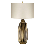 Настольная лампа с рифленым керамическим основанием в бронзовом цвете и жемчужным шёлковым абажуром Elstead Lighting варинант исполнения - 1 | Loft Concept в Сочи