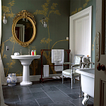 Обои ручная роспись Bamboo Golden on Blue grey dyed silk варинант исполнения - 1 | Loft Concept в Сочи