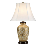 Настольная лампа с фарфоровым основанием с декоративным орнаментом и белым абажуром на темной круглой подставке Elstead Lighting варинант исполнения - 6 | Loft Concept в Сочи