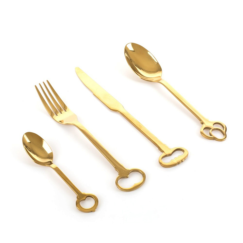 Набор столовых приборов Seletti Keytlery Gold set of 6 Золотой в Сочи | Loft Concept 