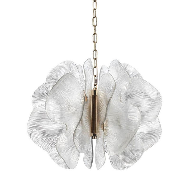 Люстра с крупными рельефным декором в виде лепестков 60 см Ethereal Bloom Латунь Прозрачный в Сочи | Loft Concept 