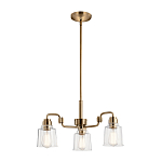 Люстра цвета латунь с 3-мя прозрачными стеклянными плафонами Kichler варинант исполнения - 2 | Loft Concept в Сочи