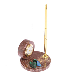 Часы настольные с шариковой металлической ручкой из натурального камня Stone Clock варинант исполнения - 5 | Loft Concept в Сочи