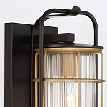 Настенный фонарь цилиндрической формы с рифленым стеклом в золотом каркасе на черном прямоугольном основании Eurofase варинант исполнения - 5 | Loft Concept в Сочи