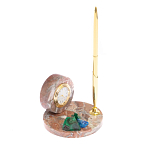 Часы настольные с шариковой металлической ручкой из натурального камня Stone Clock варинант исполнения - 8 | Loft Concept в Сочи