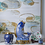 Ваза с насыщенным синим орнаментом и золотой крышкой Blue & White Ornament  варинант исполнения - 1 | Loft Concept в Сочи