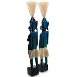 Комплект из 2-х деревянных статуэток Asmat Straw Headdress Statuettes Blue варинант исполнения - 8 | Loft Concept в Сочи