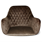 Барный стул со спинкой и подлокотниками на 4-х деревянных ножках Douglas Rhombus Коричневый Велюр варинант исполнения - 3 | Loft Concept в Сочи