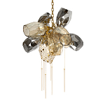 Люстра подвесная со стеклянными плафонами из дымчатого и золотистого с шестью вертикальными подвесками Gilded Mirage  варинант исполнения - 7 | Loft Concept в Сочи