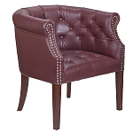 Кресло низкое из натуральной кожи на 4-х деревянных ножках из массива бука Chloe Leather Armchair vine варинант исполнения - 1 | Loft Concept в Сочи