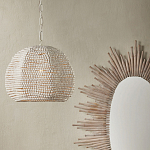 Подвесной светильник в форме купола с декором из круглых деревянных бусин White Wooden Beads Chandelier варинант исполнения - 4 | Loft Concept в Сочи