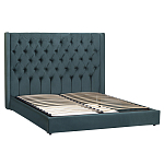 Кровать двуспальная зеленая с основанием из массива дерева с мягким изголовьем Velour Beds варинант исполнения - 1 | Loft Concept в Сочи