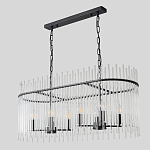 Люстра подвесная овальная со стеклянными прозрачными трубками и металлическим каркасом черного цвета Nembus варинант исполнения - 4 | Loft Concept в Сочи