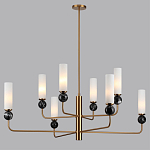 Люстра на штанге с 8-ю цилиндрическими матовыми плафонами и шарами из камня Orb Essence варинант исполнения - 6 | Loft Concept в Сочи